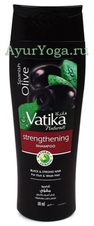 Укрепляющий шампунь с Испанской Оливой (Vatika Strengthening Shampoo - Spanish Olive)