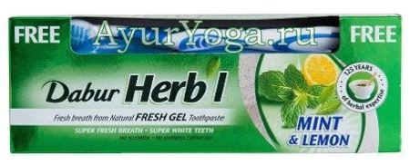        (Dabur Herb'l Mint & Lemon Gel toothpaste)