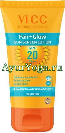 Сияние - солнцезащитный лосьон для лица и тела СПФ-20 (VLCC Fair+Glow Sun Screen Lotion SPF 20)