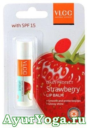 Клубника - Солнцезащитный Бальзам для губ (VLCC Strawberry Lip Balm SPF 15)