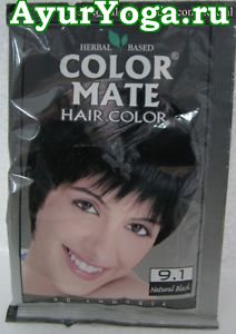Травяная краска для волос "Черная" тон 9.1 (Color Mate-Natural Black)
