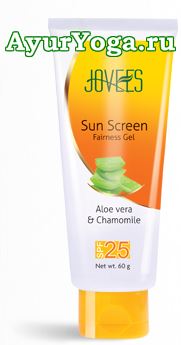 АлоэВера-Ромашка - Осветляющий гель для лица (Jovees Sun Screen Fairness Gel - Aloe Vera & Chamomile SPF 25)