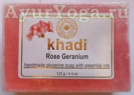 Герань Розовая Кхади мыло ручной работы (Khadi Rose Geranium soap)